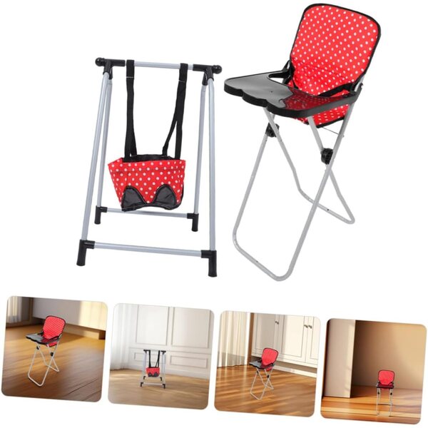 Set Accessori per Bambole UPKOCH: Seggiolone Rosso e Altalena per Gioco Immaginativo