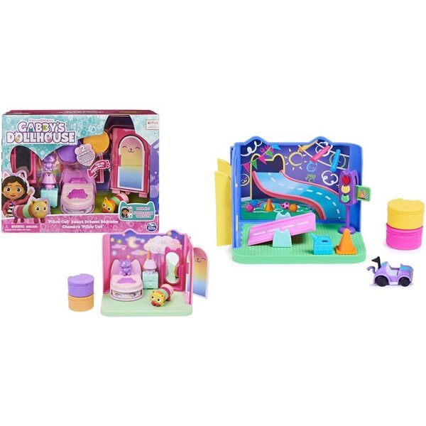 Gabby Deluxe Polocat Puppenhaus-Spielset, Schlafzimmer und Spielzimmer, Chabriolette, Zubehör und Figur