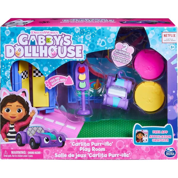 Gabby Deluxe Polocat Puppenhaus-Spielset, Schlafzimmer und Spielzimmer, Chabriolette, Zubehör und Figur