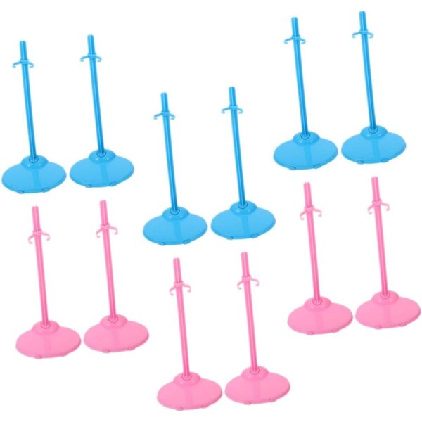 Set 24 supporti per bambole e figurine espositori stabili e leggeri rosa e blu