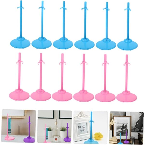 Set 24 supporti per bambole e figurine espositori stabili e leggeri rosa e blu
