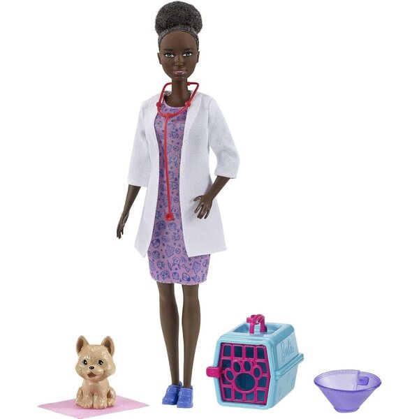 Barbie-Tierärztin mit Tierspielset: Puppe, Zubehör und Welpe, 12-teilig