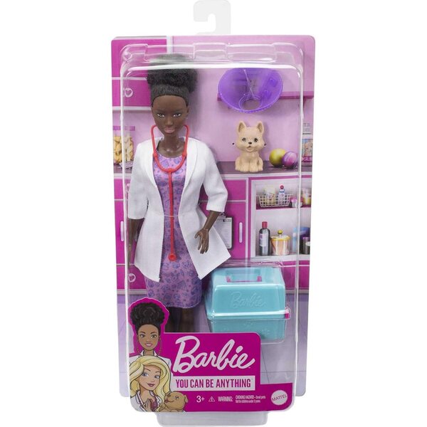 Barbie-Tierärztin mit Tierspielset: Puppe, Zubehör und Welpe, 12-teilig