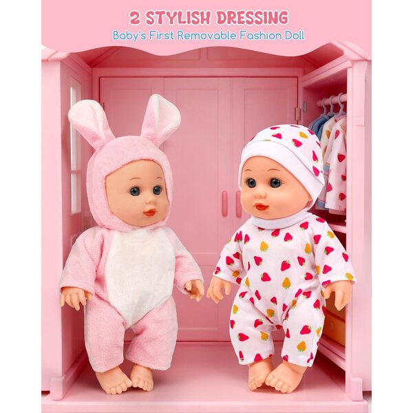 31-teiliges Babypuppen-Spielset mit Kinderwagen, Wiege, Hochstuhl und Zubehör für Mädchen