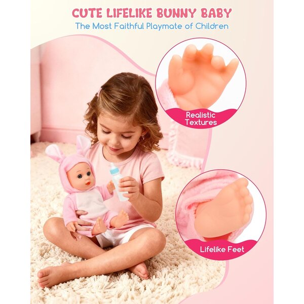 31-teiliges Babypuppen-Spielset mit Kinderwagen, Wiege, Hochstuhl und Zubehör für Mädchen