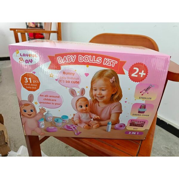 31-teiliges Babypuppen-Spielset mit Kinderwagen, Wiege, Hochstuhl und Zubehör für Mädchen