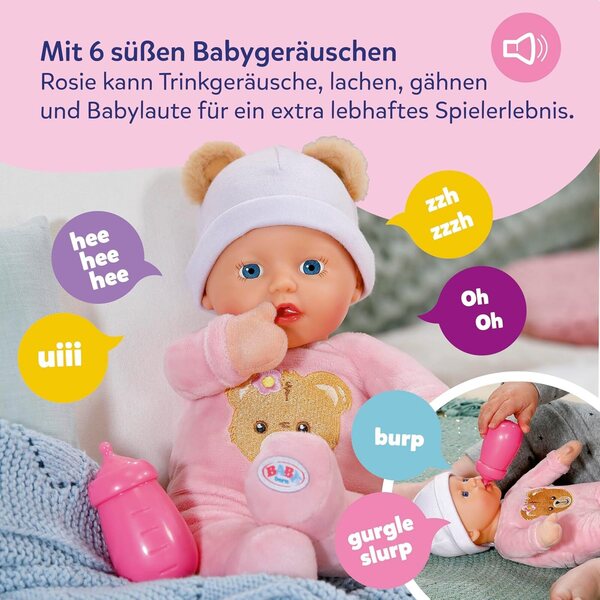 BABY born Interactive Rosie 30 cm – Interaktive Puppe mit zahlreichen Funktionen und Zubehör