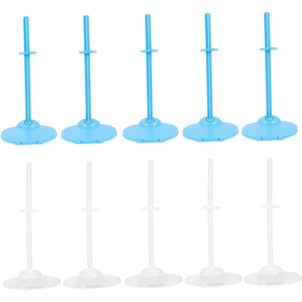 Kit 20 supporti universali per bambole trasparenti e blu, ideali per esposizione e gioco