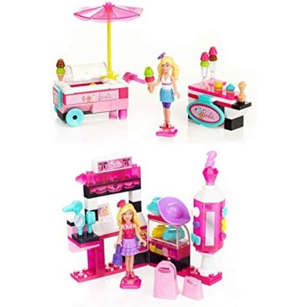 Mega Bloks 2 Set Barbie Build'n Style: Konstruktionsspiel mit 74+71 Teilen und Mini Barbie