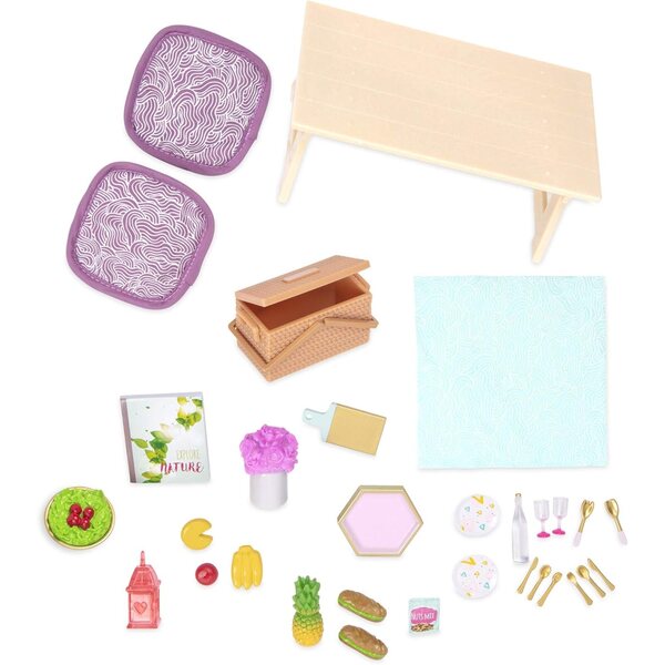 Gourmet to Go Picknick-Set für 6-Zoll-Puppen – Zubehör, Lebensmittel und Geschirr