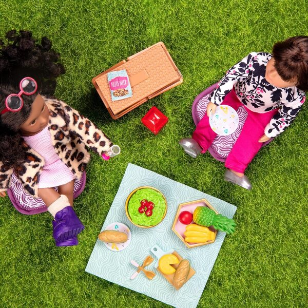 Gourmet to Go Picknick-Set für 6-Zoll-Puppen – Zubehör, Lebensmittel und Geschirr