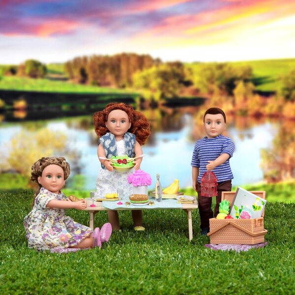 Gourmet to Go Picknick-Set für 6-Zoll-Puppen – Zubehör, Lebensmittel und Geschirr