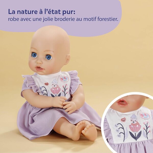 BABY born Kleid mit Waldmotiv-Stickerei für 43 cm große Puppen – natürlich und leicht zu tragen