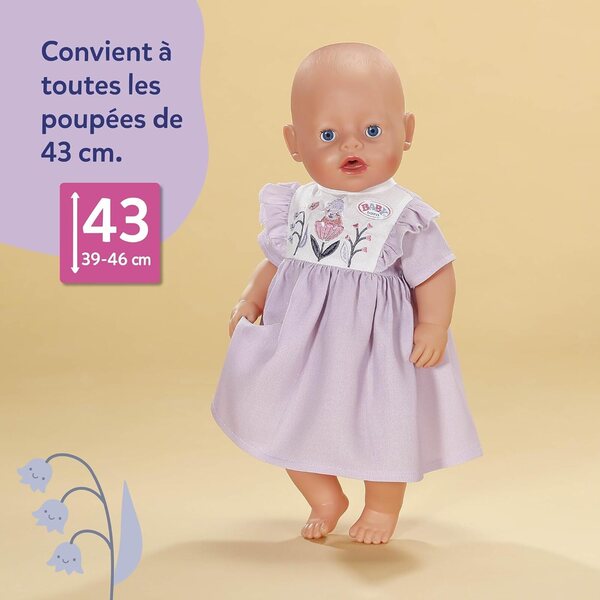 BABY born Kleid mit Waldmotiv-Stickerei für 43 cm große Puppen – natürlich und leicht zu tragen