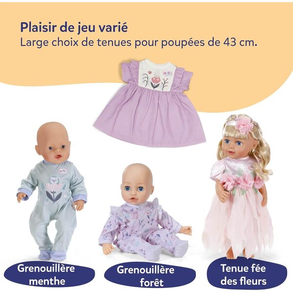 BABY born Kleid mit Waldmotiv-Stickerei für 43 cm große Puppen – natürlich und leicht zu tragen