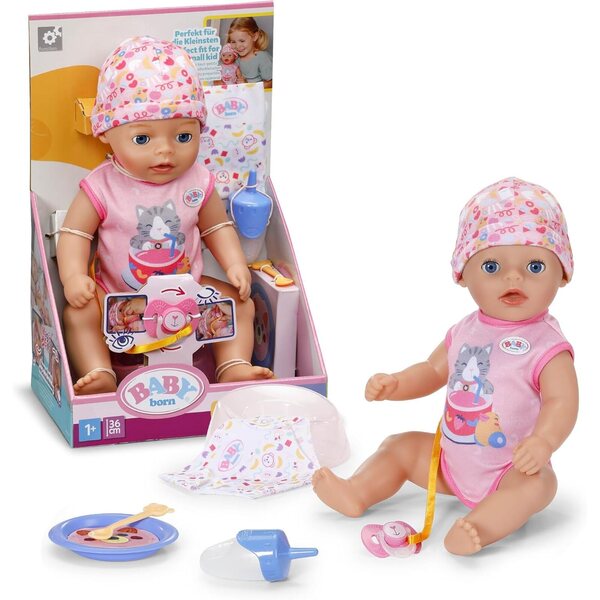 BABY born Lena 36 cm, Puppe mit 7 Funktionen ohne Batterien, ideal für Kinder ab 1 Jahr