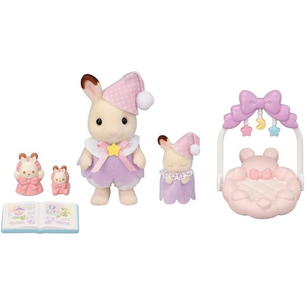 Sylvanian Families Chocolate Bunny Sisters Goodnight Set mit Figur und Zubehör