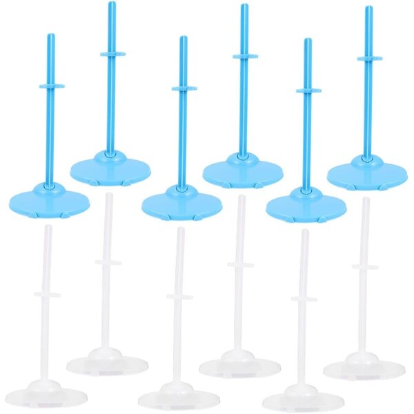 Support per Bambole in Plastica Trasparente e Blu - Set da 20 Pezzi Universali