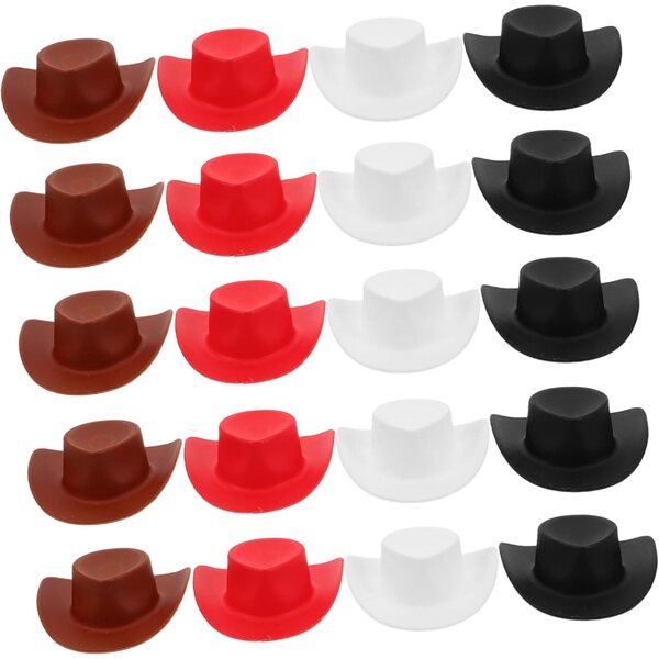Gatuida 40 Mini Cappelli Western in Plastica Colorati per Bambole e Giochi Creativi