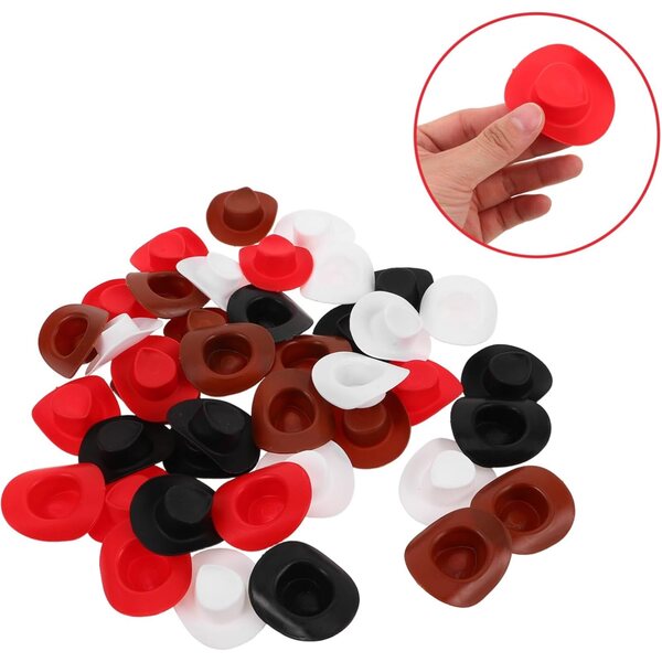 Gatuida 40 Mini Cappelli Western in Plastica Colorati per Bambole e Giochi Creativi