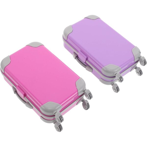 WOONEKY Set mit 2 Mini-Hartschalenkoffern für 18-Zoll-Puppen mit Rollen und stabilem Griff