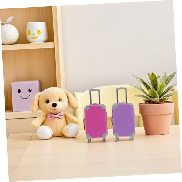 WOONEKY Set mit 2 Mini-Hartschalenkoffern für 18-Zoll-Puppen mit Rollen und stabilem Griff
