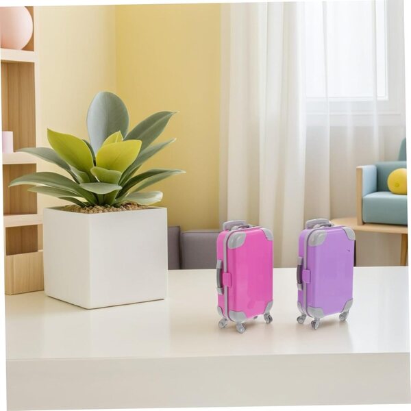 WOONEKY Set mit 2 Mini-Hartschalenkoffern für 18-Zoll-Puppen mit Rollen und stabilem Griff