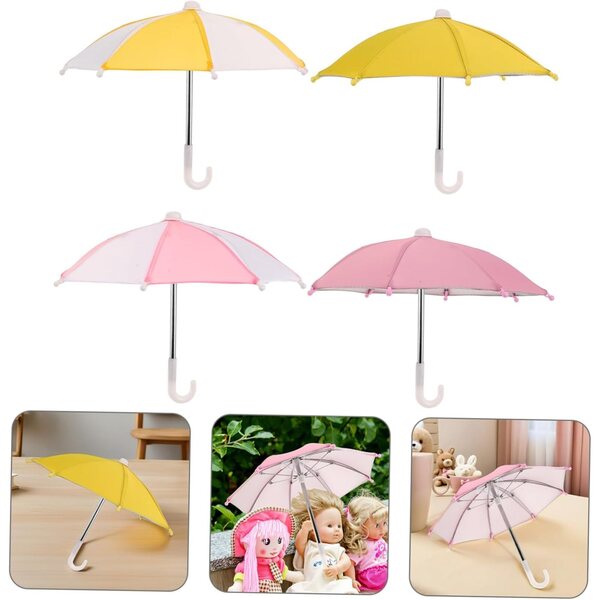 Set 4 Parapluies Miniatura per Bambole - Accessori Realistici per Giochi di Ruolo e Decorazioni