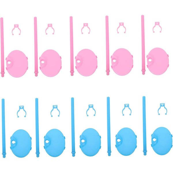 Set 20 Supporti per Bambole in Plastica con Clip Rosa e Blu per Esposizione Stabile