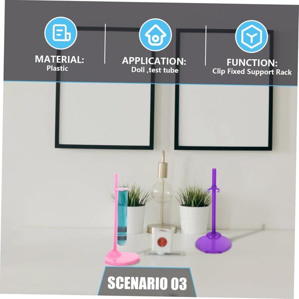 Set 20 Supporti per Bambole in Plastica con Clip Rosa e Blu per Esposizione Stabile