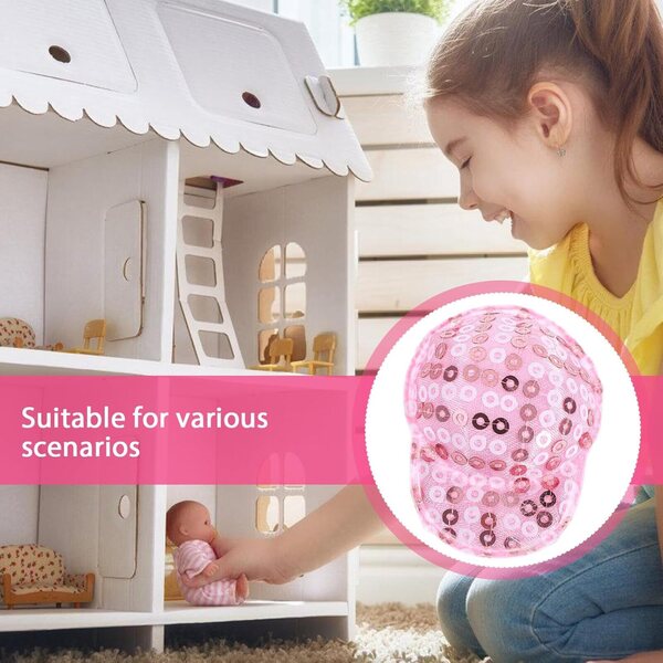 Set 10 Mini Casquettes Paillettes per Bambole in Tessuto, Accessori DIY Facili e Creativi