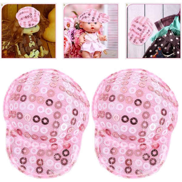 Set 10 Mini Casquettes Paillettes per Bambole in Tessuto, Accessori DIY Facili e Creativi