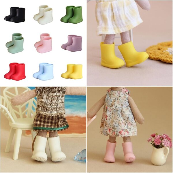 Wasserdichte PVC-Regenstiefel für 1/12 Puppen, rutschfest und farbenfroh