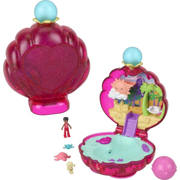 Polly Pocket Sparkle Cove Adventure: Kompaktes Spielset mit Meerestier-Mikropuppen