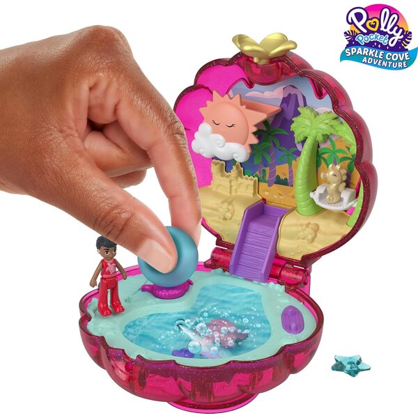 Polly Pocket Sparkle Cove Adventure: Kompaktes Spielset mit Meerestier-Mikropuppen