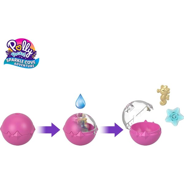Polly Pocket Sparkle Cove Adventure: Kompaktes Spielset mit Meerestier-Mikropuppen