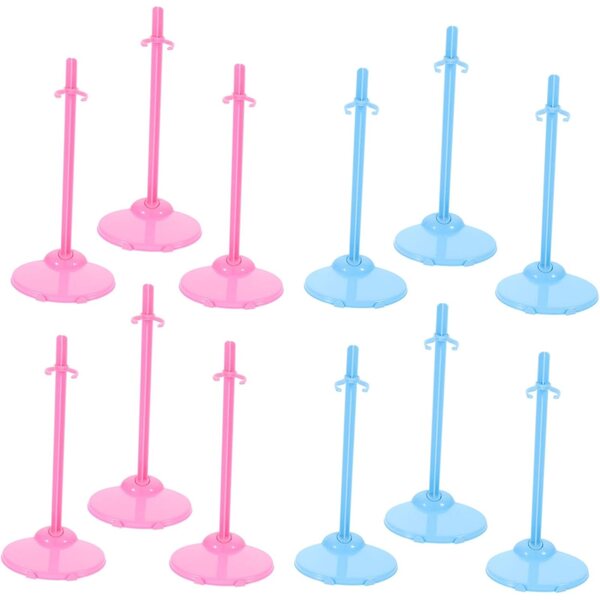Support per bambole 30 pezzi in plastica colorati rosa e blu, portabambole stabile