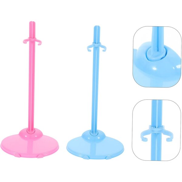 Support per bambole 30 pezzi in plastica colorati rosa e blu, portabambole stabile
