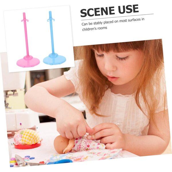 Support per bambole 30 pezzi in plastica colorati rosa e blu, portabambole stabile