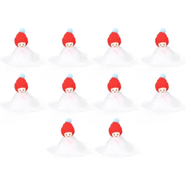 Set 10 Mini Pupazzi Natalizi in Legno e Cotone per Casa delle Bambole e Decorazioni