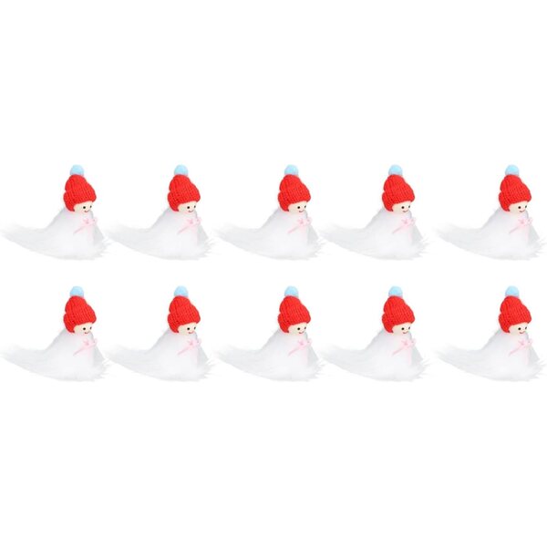 Set 10 Mini Pupazzi Natalizi in Legno e Cotone per Casa delle Bambole e Decorazioni