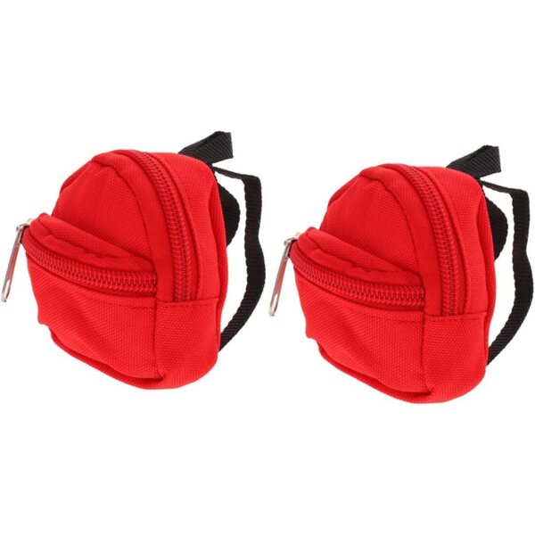 VICASKY Set 2 Mini Zaini con Cerniera Rosso per Bambole - Accessori Gioco e Viaggio