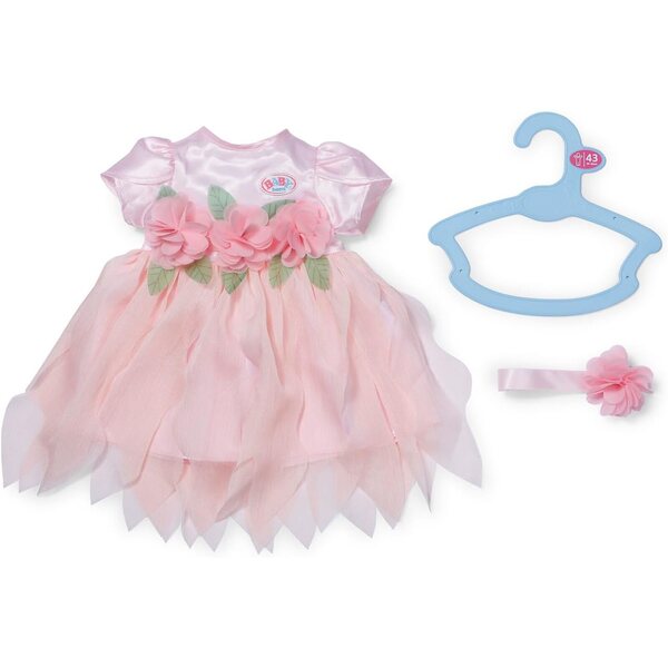 BABY born Fata des Fleurs-Outfit mit rosa Kleid, Dekorationen und Stirnband für 43-cm-Puppen