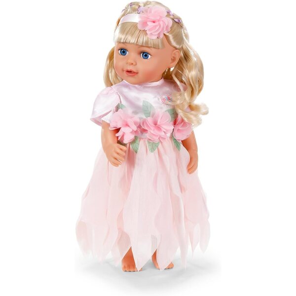 BABY born Fata des Fleurs-Outfit mit rosa Kleid, Dekorationen und Stirnband für 43-cm-Puppen