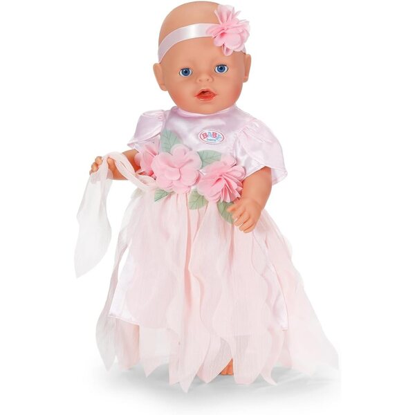 BABY born Fata des Fleurs-Outfit mit rosa Kleid, Dekorationen und Stirnband für 43-cm-Puppen