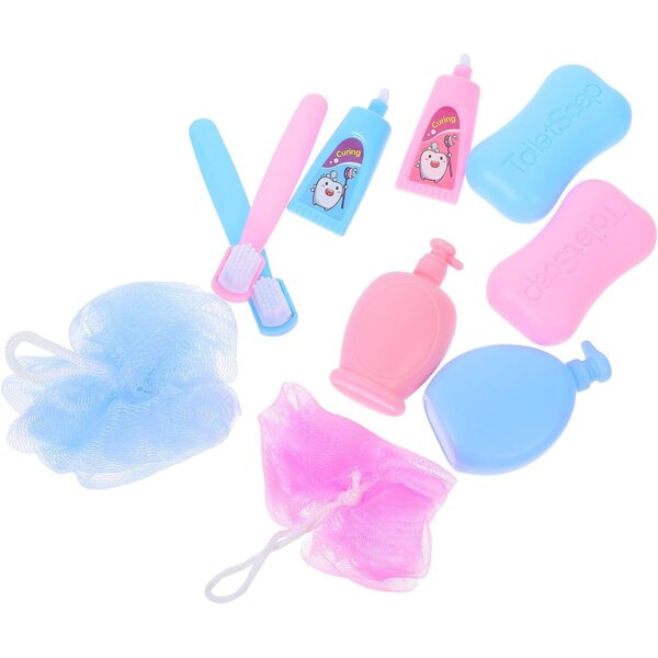 Accessori Miniatura per bambole 18 Pollici - Set Bagno con Spazzolino e Accessori in Plastica