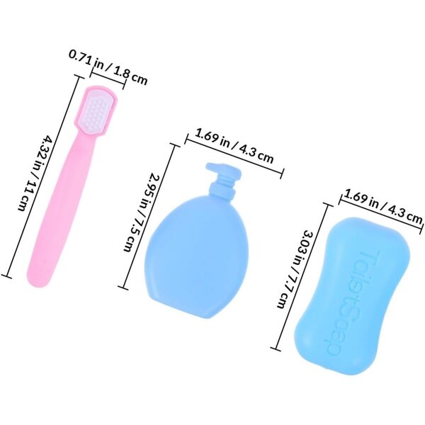 Accessori Miniatura per bambole 18 Pollici - Set Bagno con Spazzolino e Accessori in Plastica
