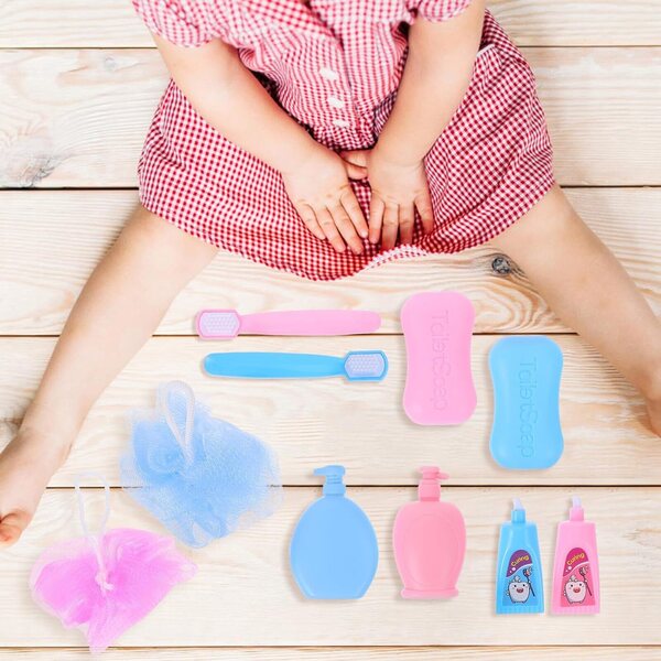 Accessori Miniatura per bambole 18 Pollici - Set Bagno con Spazzolino e Accessori in Plastica