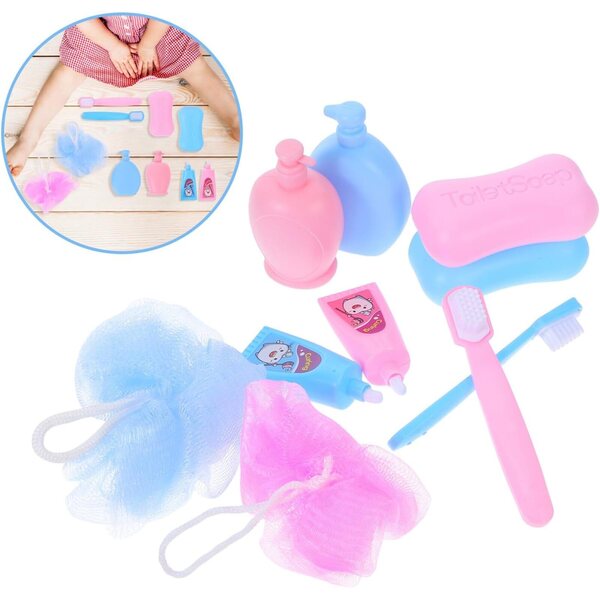 Accessori Miniatura per bambole 18 Pollici - Set Bagno con Spazzolino e Accessori in Plastica