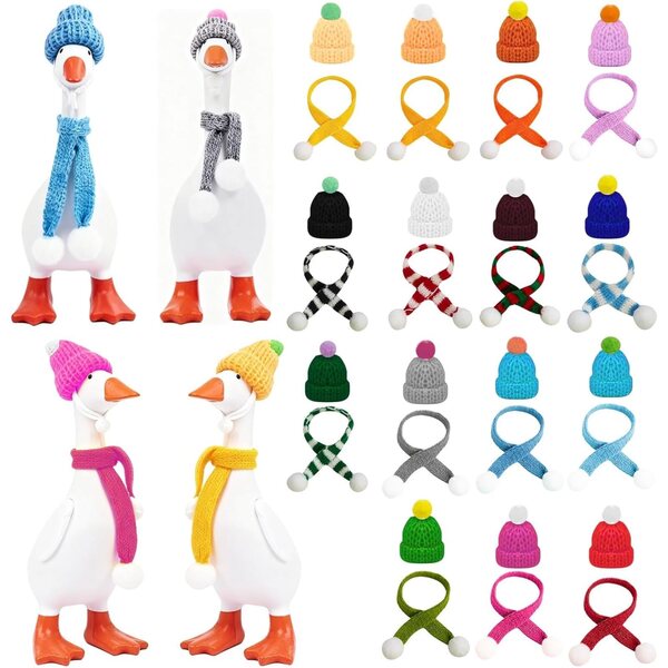 Set mit 30 Miniatur-Gans-Outfits für den Schreibtisch, 18 cm, mit Mützen und Schals